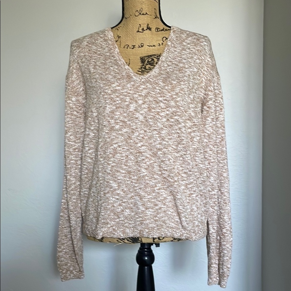 J. Crew Women's V-Neck Sweater in Beige and White